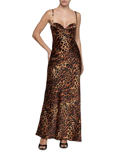 L'agence Sayla Bias Cut Leopard Print Silk Maxi Dress In Multi
