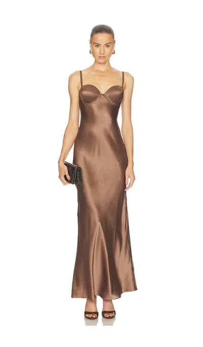 L'agence Sayla Bias Cut Maxi Dress In Brown