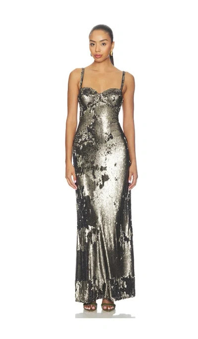 L'agence Sayla Bias Cut Maxi Dress In Smokey Olive