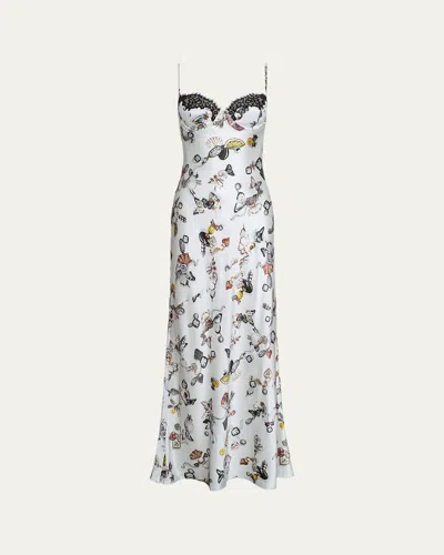 L'agence Sayla Lace-trim Silk Gown In White