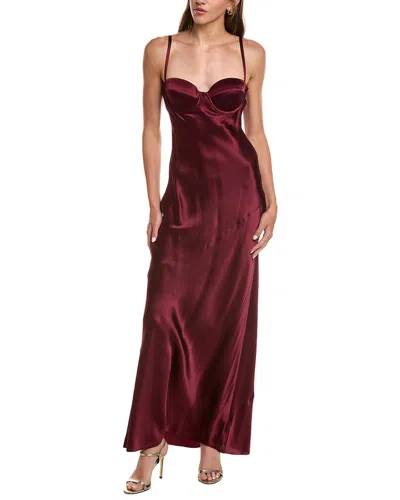 L'agence Sayla Bias Cut Silk Maxi Dress In Burgundy