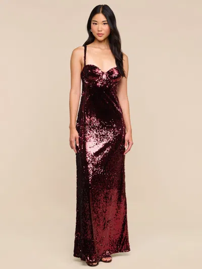 L'agence Sayla Sequin Gown In Dark Port Sequins