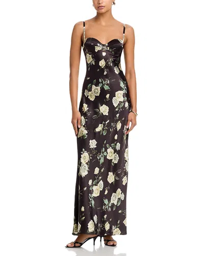 L'agence Sayla Floral-print Gown In Black