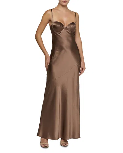 L'agence Sayla Silk Maxi Dress In Brown