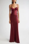 L'agence Sayla Underwire Bias Cut Silk Mermaid Gown In Burgundy