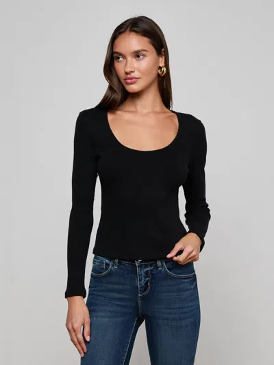 L'agence Scarlet Scoopneck Tee In Black