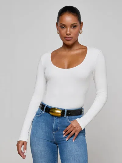 L'agence Scarlet Scoopneck Tee In White