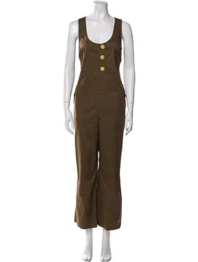 Pre-owned L'agence Scoop Neck Jumpsuit In Green