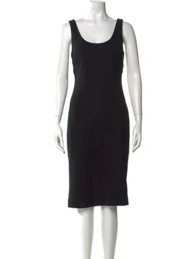 Pre-owned L'agence Scoop Neck Knee-length Dress In Black