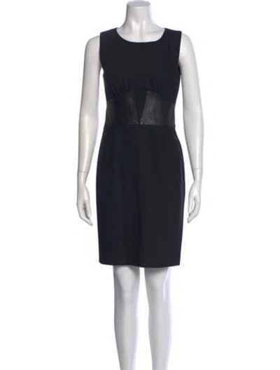Pre-owned L'agence Scoop Neck Knee-length Dress In Black