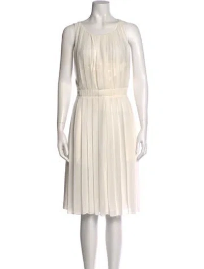 Pre-owned L'agence Scoop Neck Knee-length Dress In White