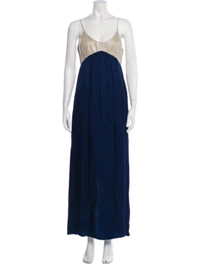 Pre-owned L'agence Scoop Neck Long Dress In Blue
