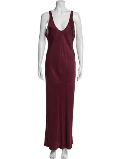 Pre-owned L'agence Scoop Neck Long Dress In Burgundy