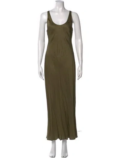 Pre-owned L'agence Scoop Neck Long Dress In Green