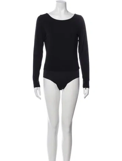 Pre-owned L'agence Scoop Neck Long Sleeve Bodysuit In Blue