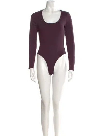 Pre-owned L'agence Scoop Neck Long Sleeve Bodysuit In Purple