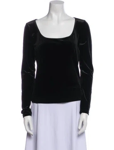 Pre-owned L'agence Scoop Neck Long Sleeve Top In Black