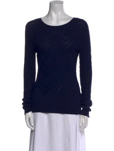 Pre-owned L'agence Scoop Neck Long Sleeve Top In Blue