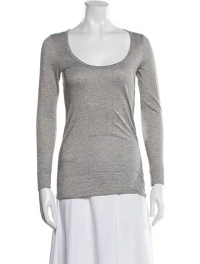 Pre-owned L'agence Scoop Neck Long Sleeve Top In Gray