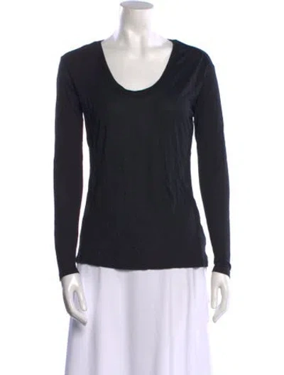 Pre-owned L'agence Scoop Neck Long Sleeve T-shirt In Black