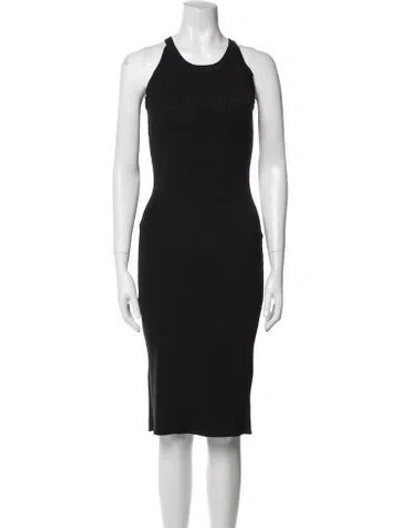 Pre-owned L'agence Scoop Neck Midi Length Dress In Black