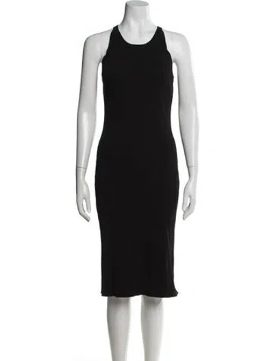 Pre-owned L'agence Scoop Neck Midi Length Dress In Black