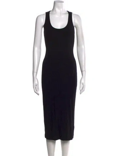 Pre-owned L'agence Scoop Neck Midi Length Dress In Black