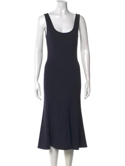 Pre-owned L'agence Scoop Neck Midi Length Dress In Blue