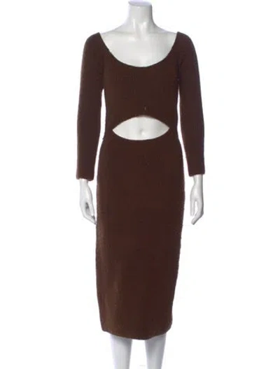 Pre-owned L'agence Scoop Neck Midi Length Dress In Brown