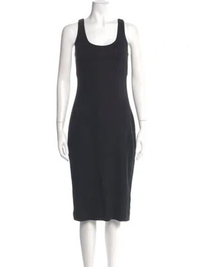 Pre-owned L'agence Scoop Neck Midi Length Dress In Gray