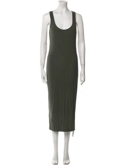 Pre-owned L'agence Scoop Neck Midi Length Dress In Green
