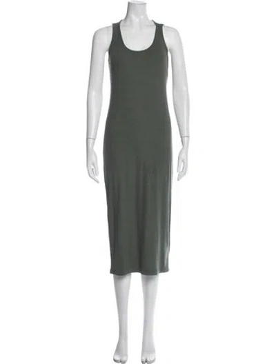 Pre-owned L'agence Scoop Neck Midi Length Dress In Green