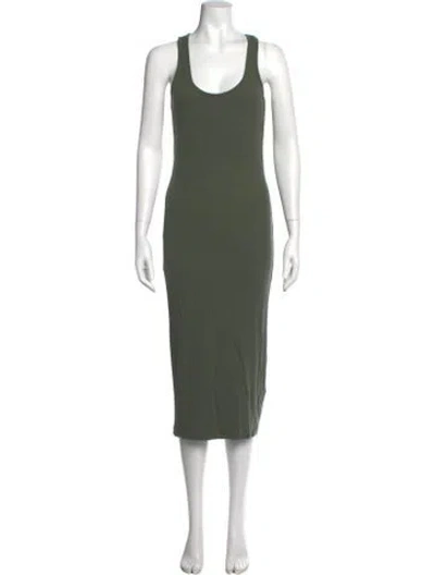 Pre-owned L'agence Scoop Neck Midi Length Dress In Green