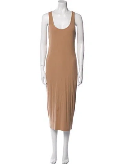 Pre-owned L'agence Scoop Neck Midi Length Dress In Neutral