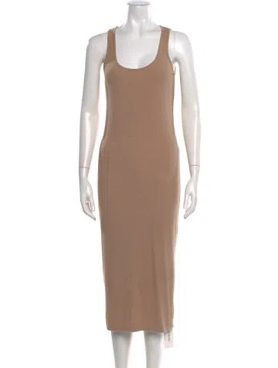 Pre-owned L'agence Scoop Neck Midi Length Dress In Neutral