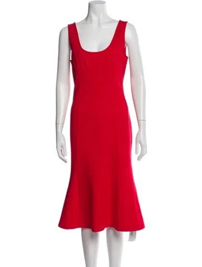 Pre-owned L'agence Scoop Neck Midi Length Dress In Red