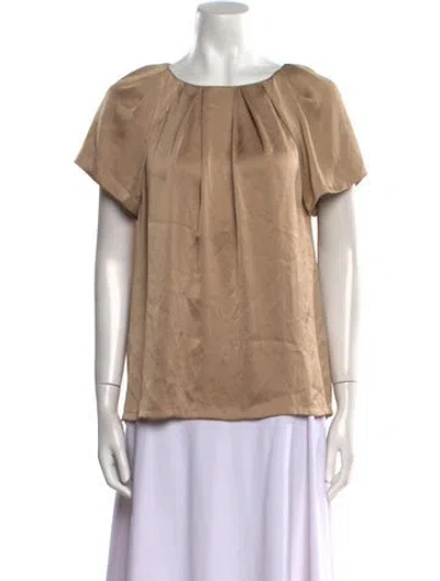 Pre-owned L'agence Scoop Neck Short Sleeve Blouse In Neutral
