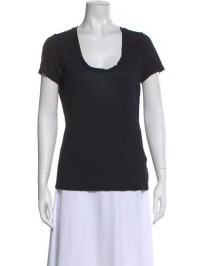 Pre-owned L'agence Scoop Neck Short Sleeve T-shirt In Black