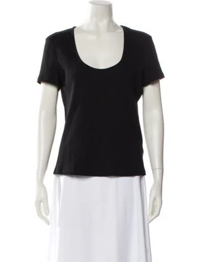 Pre-owned L'agence Scoop Neck Short Sleeve T-shirt In Black