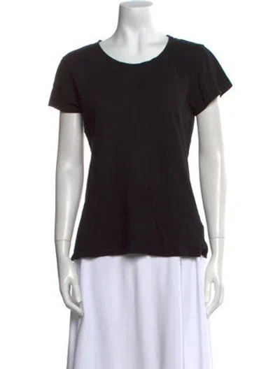 Pre-owned L'agence Scoop Neck Short Sleeve T-shirt In Black