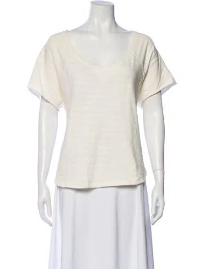 Pre-owned L'agence Scoop Neck Short Sleeve T-shirt In Neutral
