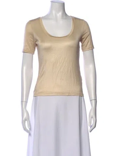 Pre-owned L'agence Scoop Neck Short Sleeve T-shirt In Neutral