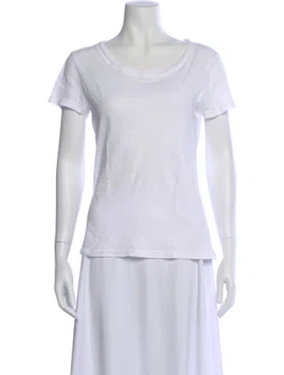 Pre-owned L'agence Scoop Neck Short Sleeve T-shirt In White