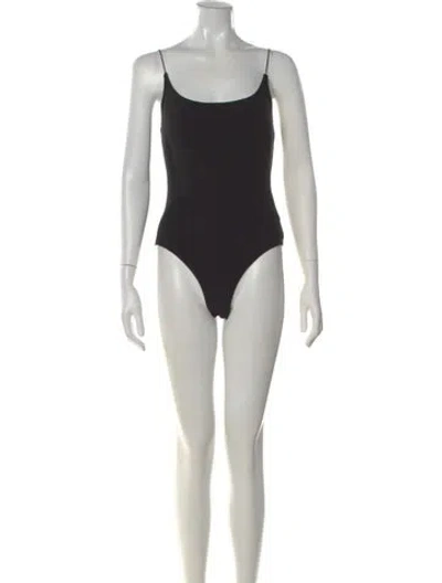 Pre-owned L'agence Scoop Neck Sleeveless Bodysuit In Black