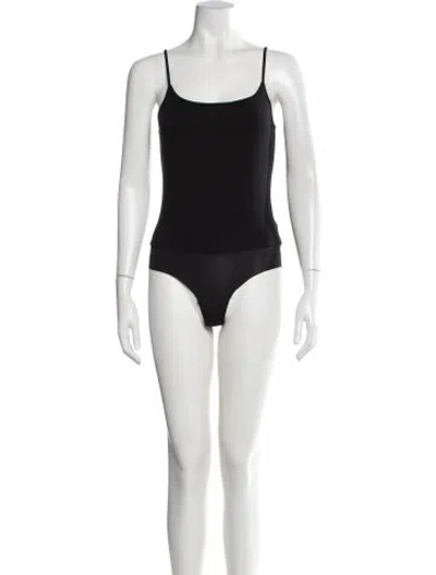 Pre-owned L'agence Scoop Neck Sleeveless Bodysuit In Black
