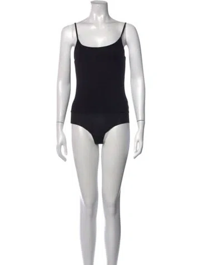 Pre-owned L'agence Scoop Neck Sleeveless Bodysuit In Black/blue