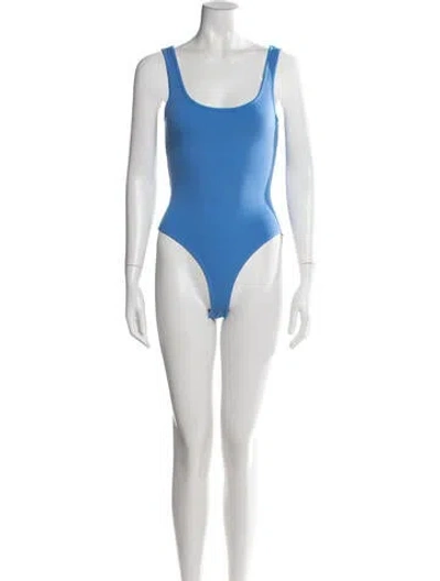 Pre-owned L'agence Scoop Neck Sleeveless Bodysuit In Blue