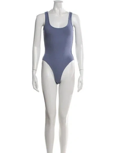 Pre-owned L'agence Scoop Neck Sleeveless Bodysuit In Blue