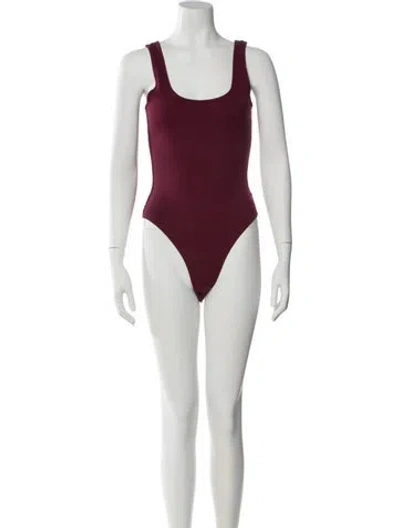 Pre-owned L'agence Scoop Neck Sleeveless Bodysuit In Burgundy