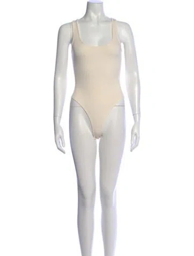 Pre-owned L'agence Scoop Neck Sleeveless Bodysuit In Neutral